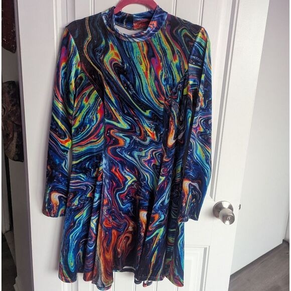 Blackmilk - XXL I BLEED GASOLINE VELVET LONG SLEEVE EVIL MINI DRESS - Picture 1 of 10